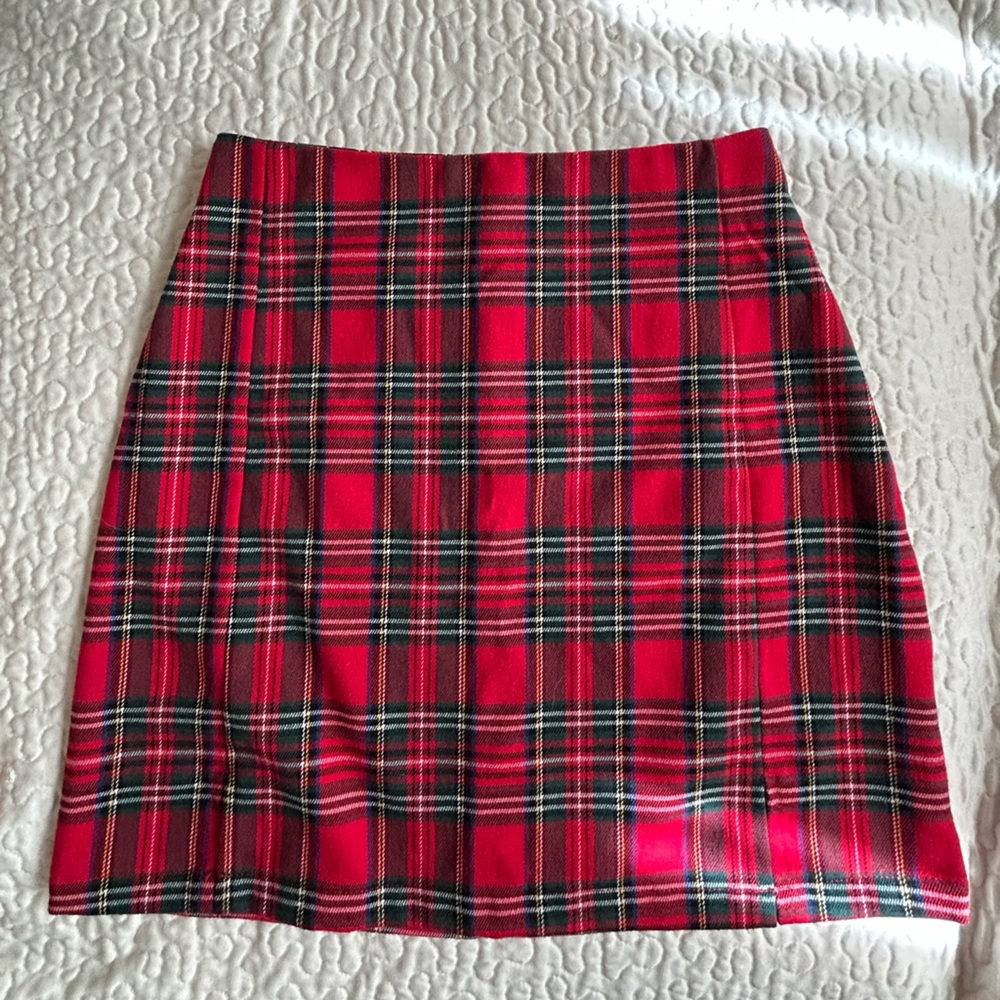 Brandy Melville Red Plaid Mini Skirt